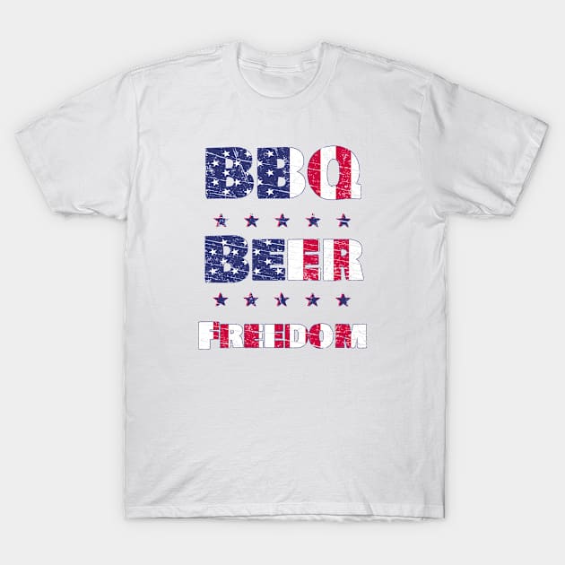 BBQ Beer Freedom Patriotic American Flag Design National Souvenir Gift T-Shirt by Stell_a